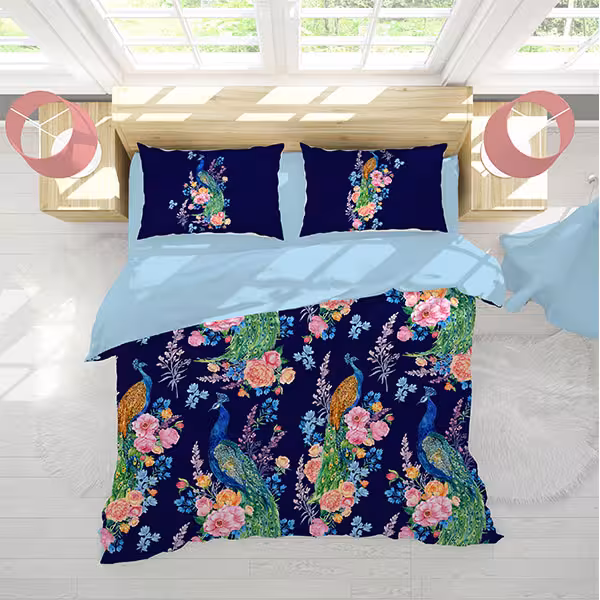 ست روتختی سرمه‌ای دستیکور مدل MOD1366