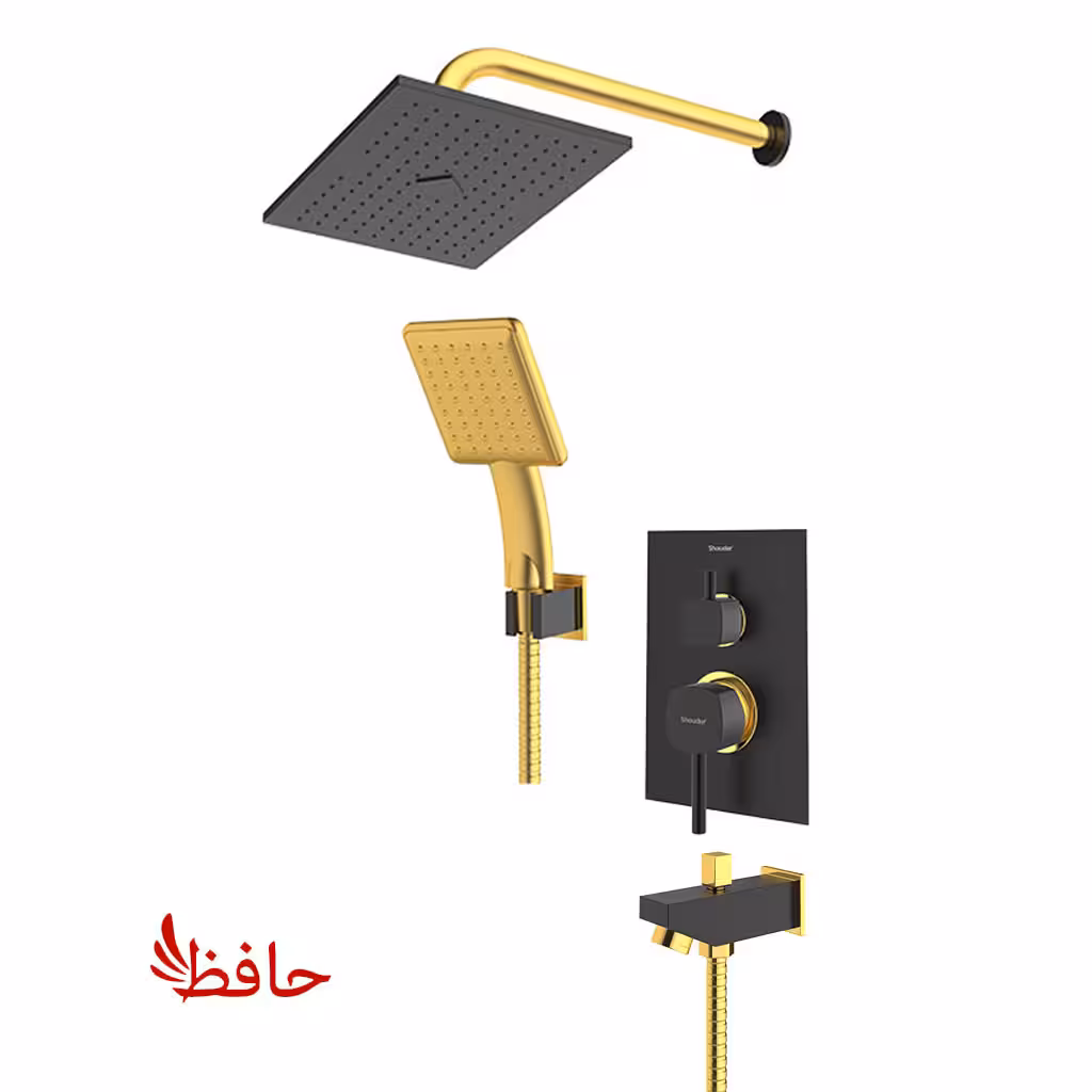 شیر حمام توکار شودر مدل رومر مشکی طلایی تیپ 4