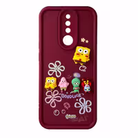 قاب Solid عروسکی طرح خانواده باب اسفنجی مناسب برای Xiaomi Redmi 8-زرشکی