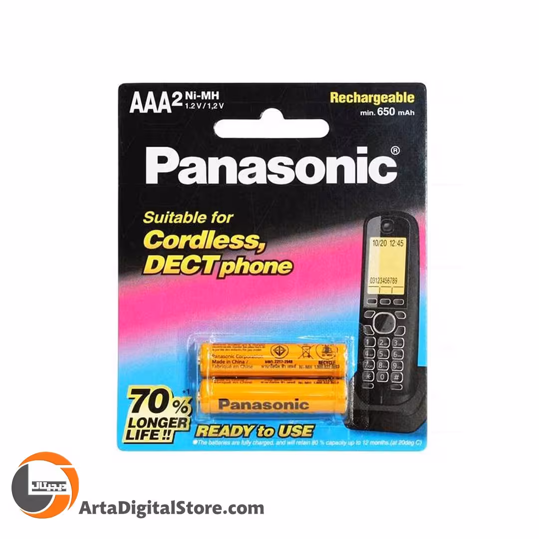 باتری شارژی پاناسونیک نیم قلمی Panasonic 650mAh Rechargeable