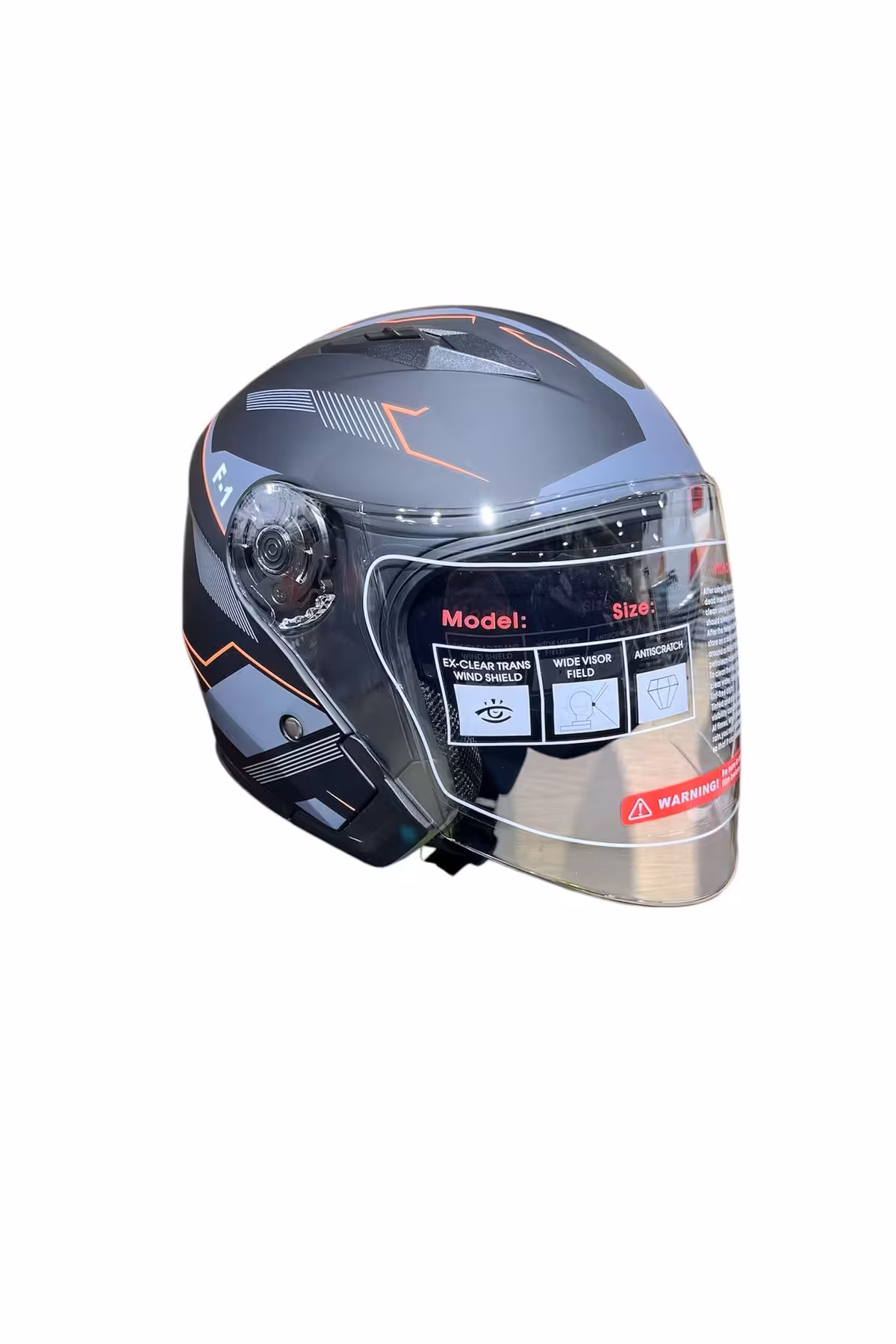 کلاه کاسکت موتورسیکلت خاکستری MOTOTHESIS باز نیمه موتور سیکلت SUN VIZOR JK 526 JK20