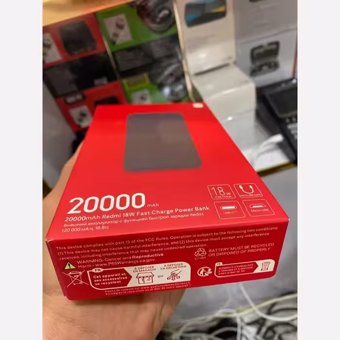 پاوربانک شیائومی20 هزار واقعی سه سر فست شارژ (Xiaomi) مدل Redmi با ظرفیت 20000mAh
