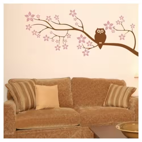 شابلون دیواری جغد روی شاخه کد 302