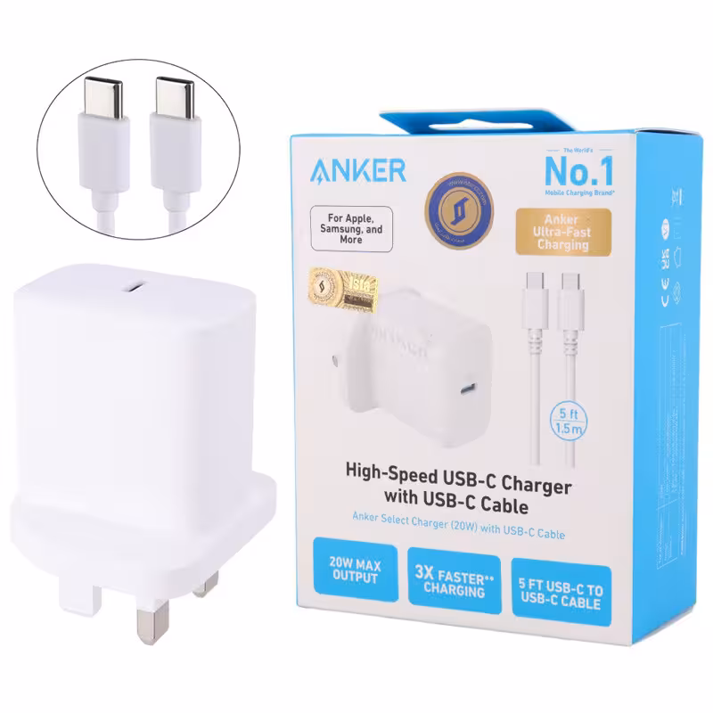 شارژر دیواری 20 وات انکر A2347 3A   کابل تبدیل تایپ سی