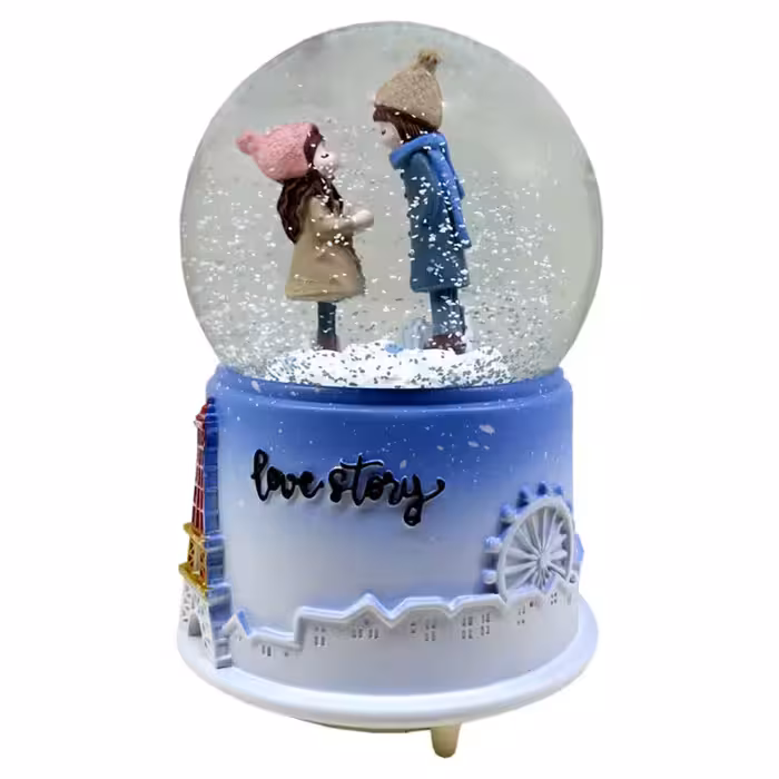 گوی موزیکال مدل پمپی و چراغ دار طرح داستان عاشقانه کد 01