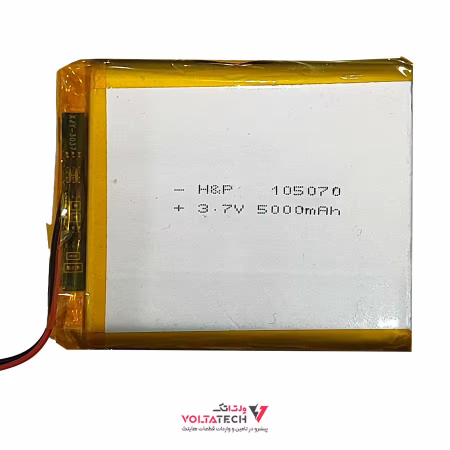باتری لیتیوم پلیمر 3.7v ظرفیت 5000mA ابعاد 105070