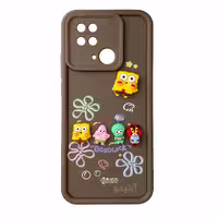 قاب Solid عروسکی طرح خانواده باب اسفنجی مناسب برای Xiaomi Redmi 10C-قهوه ای