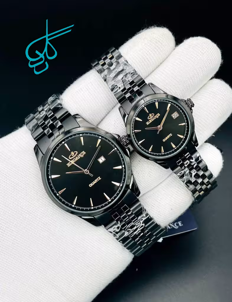 خرید ست ساعت زنانه و مردانه الگانس کلاسیک استیل موتور ژاپن کیفیت ساخت AAA رنگ ثابت کد 2117497 - ردگل