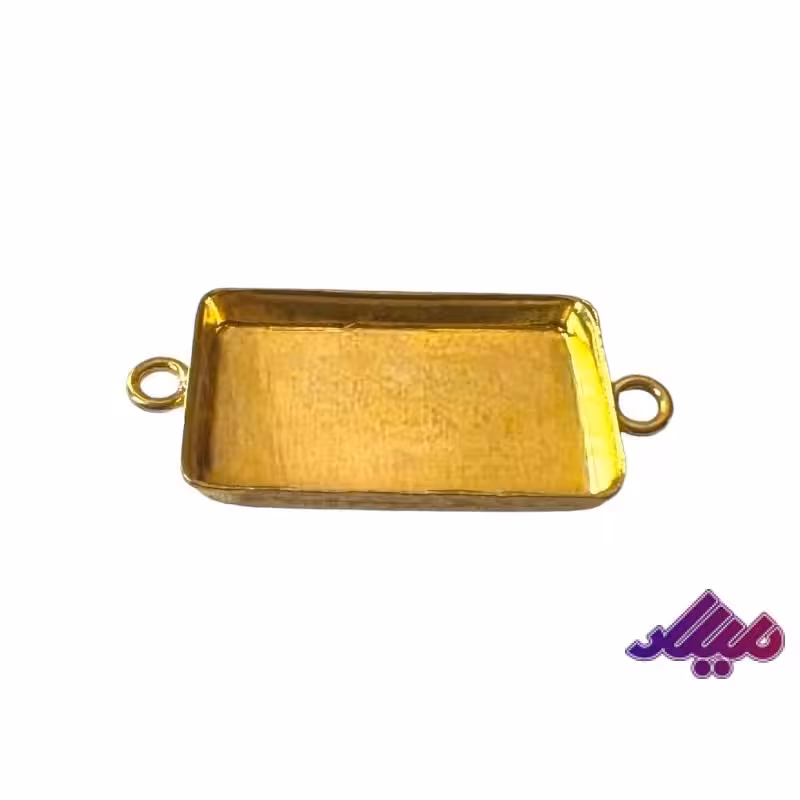 لاکت دستبند استیل مستطیل کفه دار طلایی 1.5 در 2.5 سانت