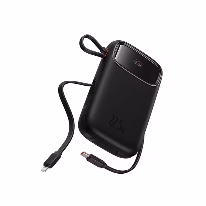 پاوربانک بیسوس مدل QPow2 Dual-Cable ظرفیت 10000 میلی آمپر ساعت 22.5W