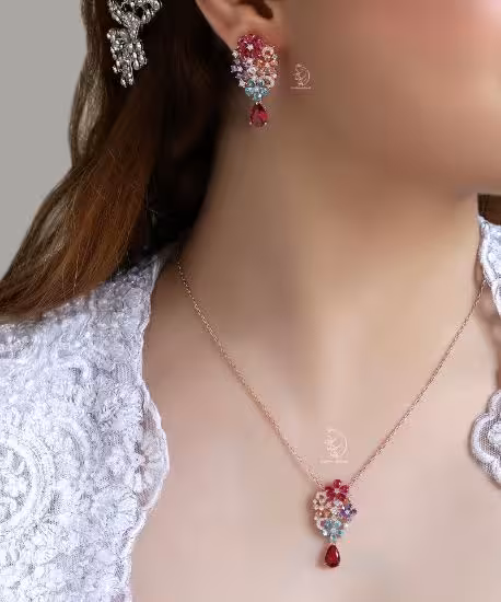 💍نیم ست جواهری  با روکش رزگلد‌‌(N_4015)