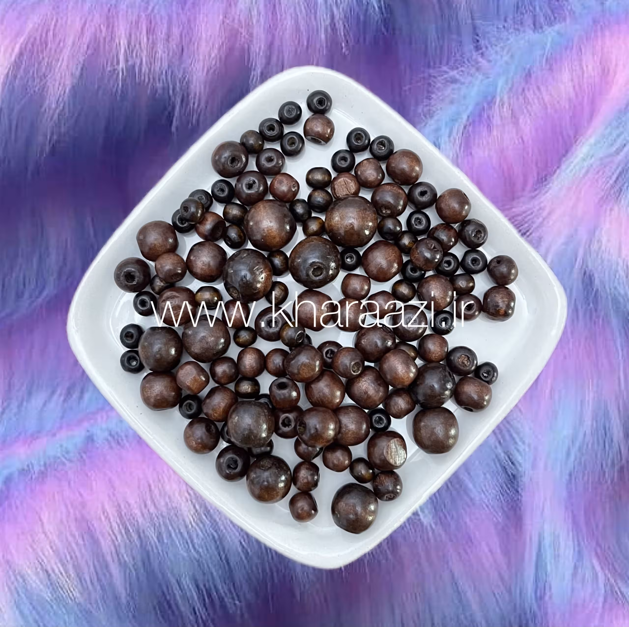 پک مهره چوبی گرد قهوه ای 50 گرمی
