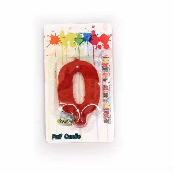 شمع مخملی عدد صفر قرمز پاف کندل (Puff candle)