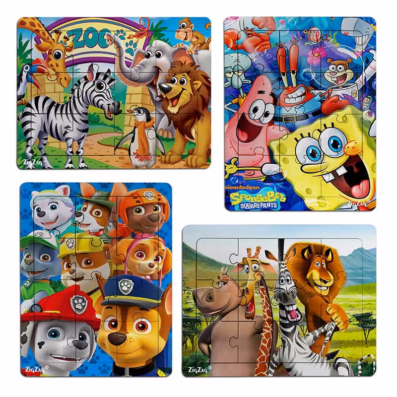 خرید و قیمت پازل چوبی 12 تکه مجموعه 4 عددی کد 1007