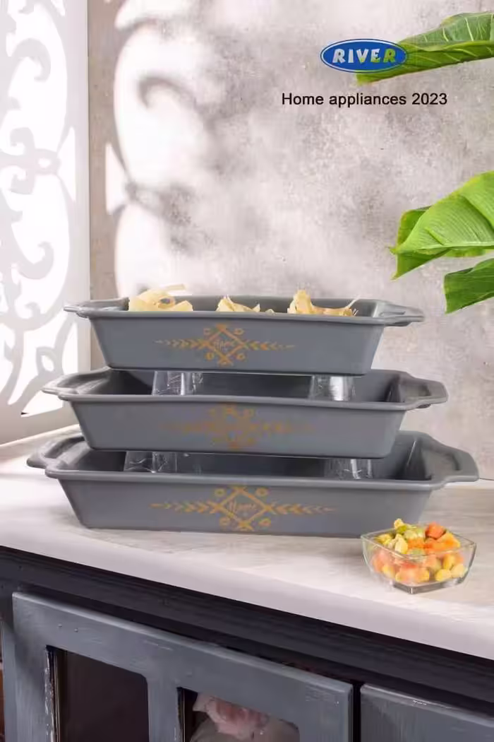 تابه مستطیل بزرگ سرمری طوسی ریور کد 8170-38G