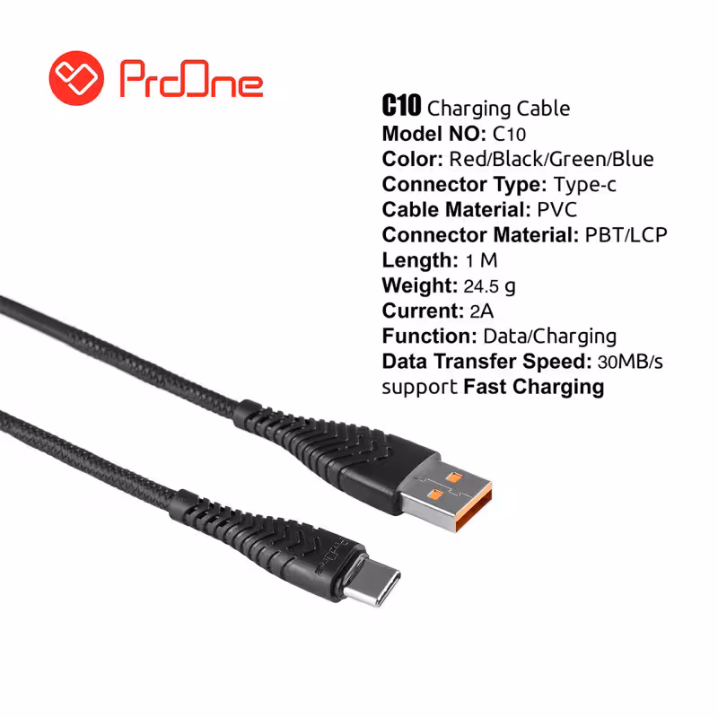 کابل تبدیل USB به USB -C پرووان مدل C10 طول 1 متر