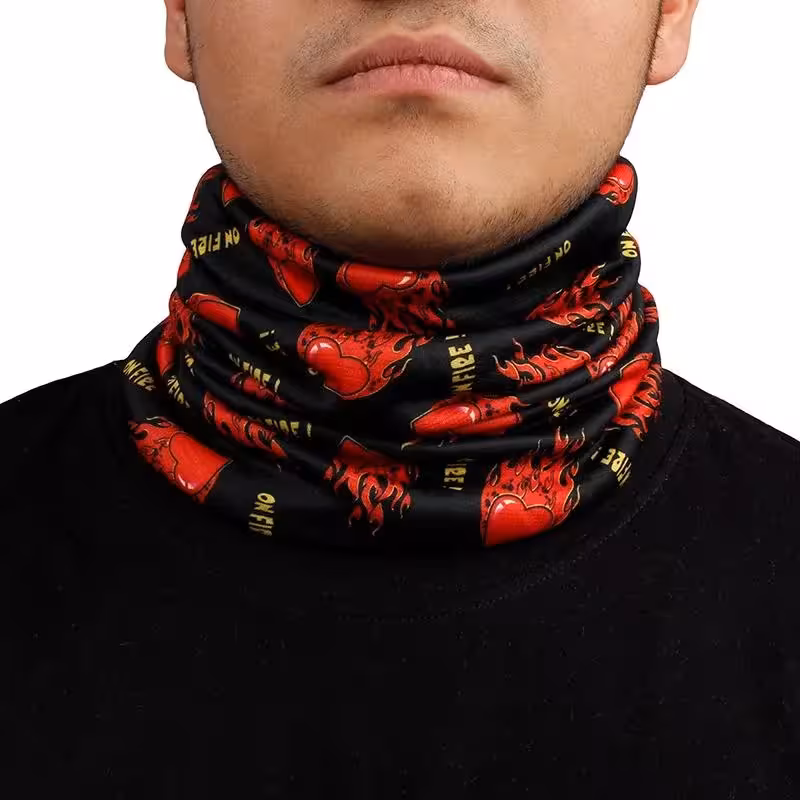 دستمال سر و گردن کوهنوردی اسکارف زمستان طرح قلب اتشی