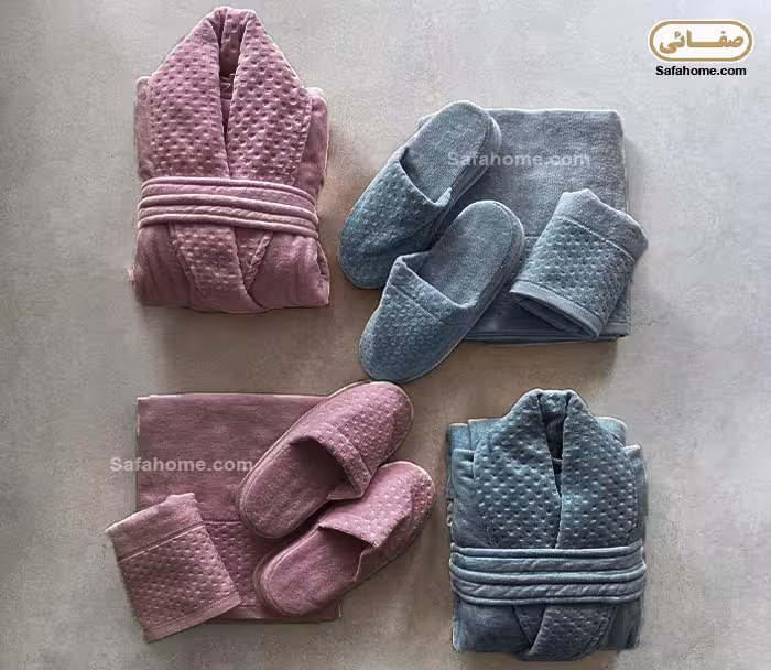 سرویس حوله عروس و داماد مدل روبیک آبی دودی و بادمجانی