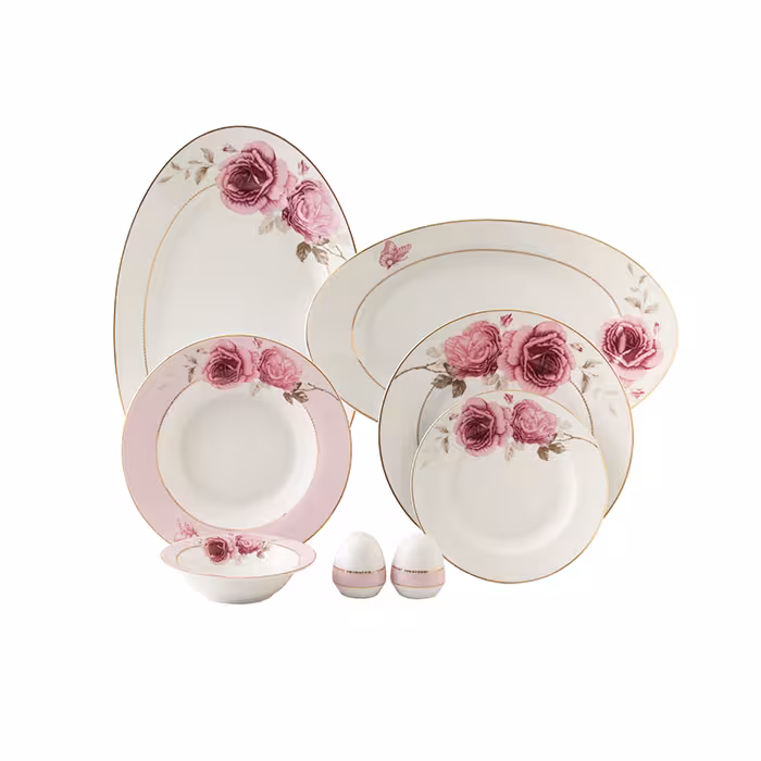 سرویس چینی 28 پارچه 6 نفره طرح رزفلاور