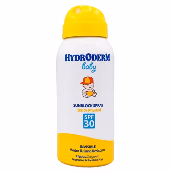 اسپری ضدآفتاب کودک هیدرودرم مدل SPF30 حجم 100 میلی لیتر