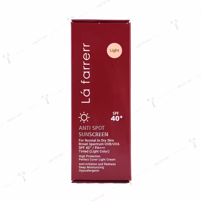 کرم ضد آفتاب و ضد لک لافارر spf 40 پوست خشک و معمولی رنگ بژ روشن 40 میلی لیتری