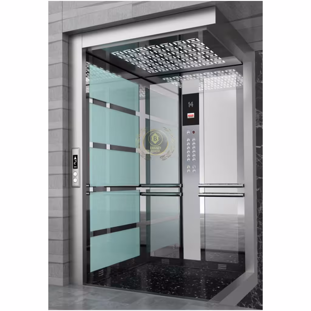 کابین آسانسور استیل نقره ای کد 10222