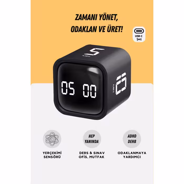 تایمر مکعبی Gworke GT-1 | تایمر Flip برای مدیریت زمان | مناسب برای مطالعه، امتحان و کارهای روزانه | کاربردی در آشپزخانه و محیط‌های آموزشی