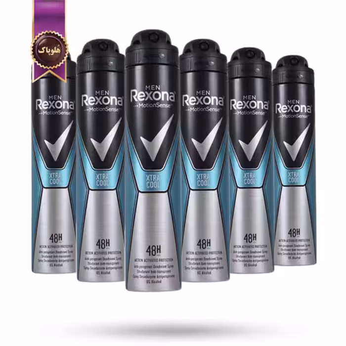 6 عدد اسپری دئودورانت ضد تعریق مردانه رکسونا Rexona مدل خنک‌کننده فوق‌العاده Xtra Cool حجم 200 میلی لیتر (اورجینال)