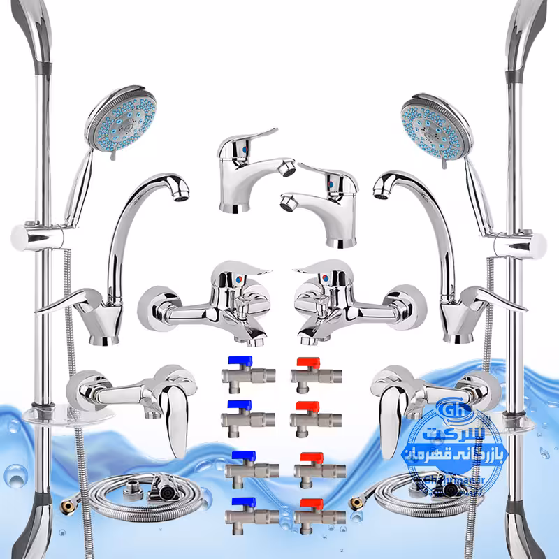 ست 20 عددی شیرآلات برند آیدا صنعت مدل قهرمان اردکی | دو عدد شیر ظرفشویی   دو عدد شیر روشویی   دو عدد شیر حمام   دو عدد شیر توالت   دو عدد علم دوش یونیورست مدل یونیکا کروم   دو عدد شلنگ توالت   دو عدد شلنگ استیل   هشت عدد شیر پیسوار | کروم براق