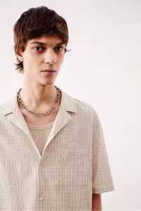 پیراهن بلوز دکمه دار مردانه ویفر یقه تناسب H&M