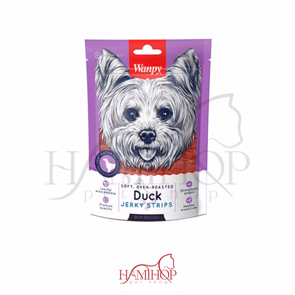 تشویقی سگ ونپی نواری Duck Jerky Strips با طعم گوشت اردک وزن 100گرم