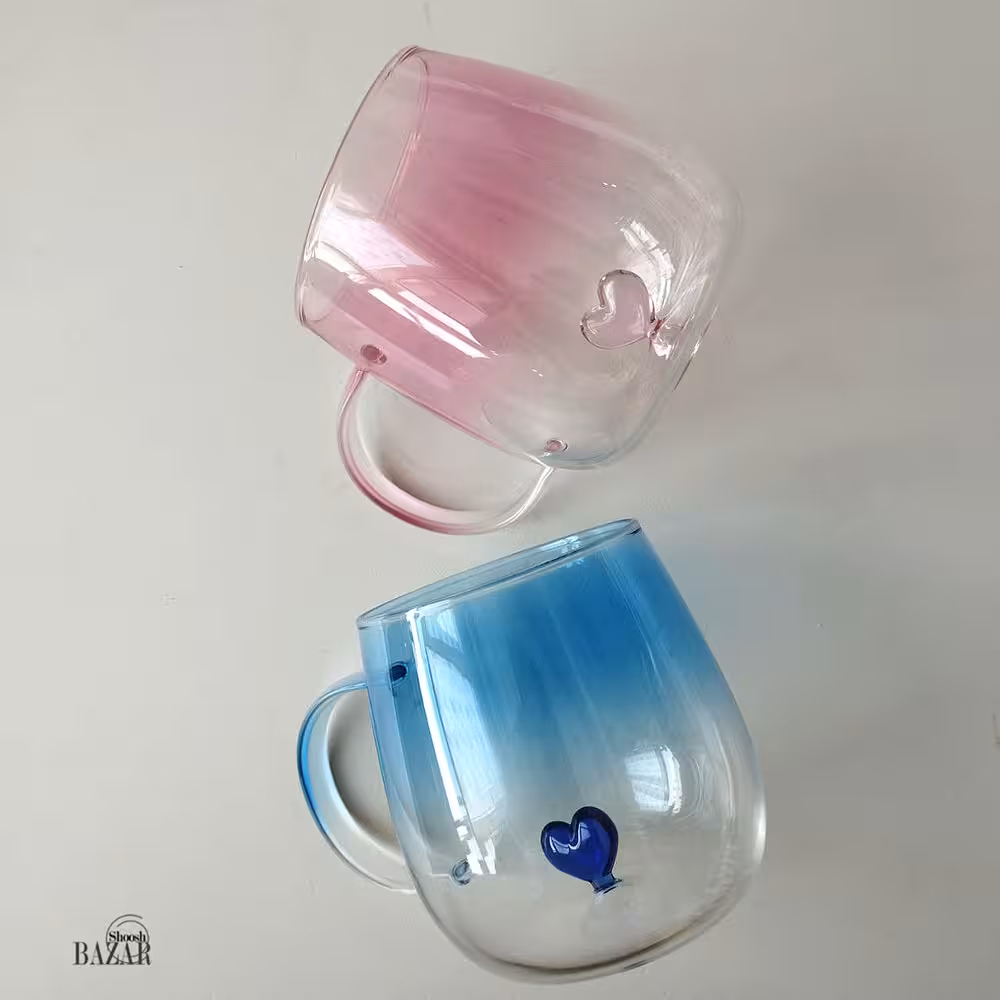 ماگ پیرکس 2 رنگ کف قلبی