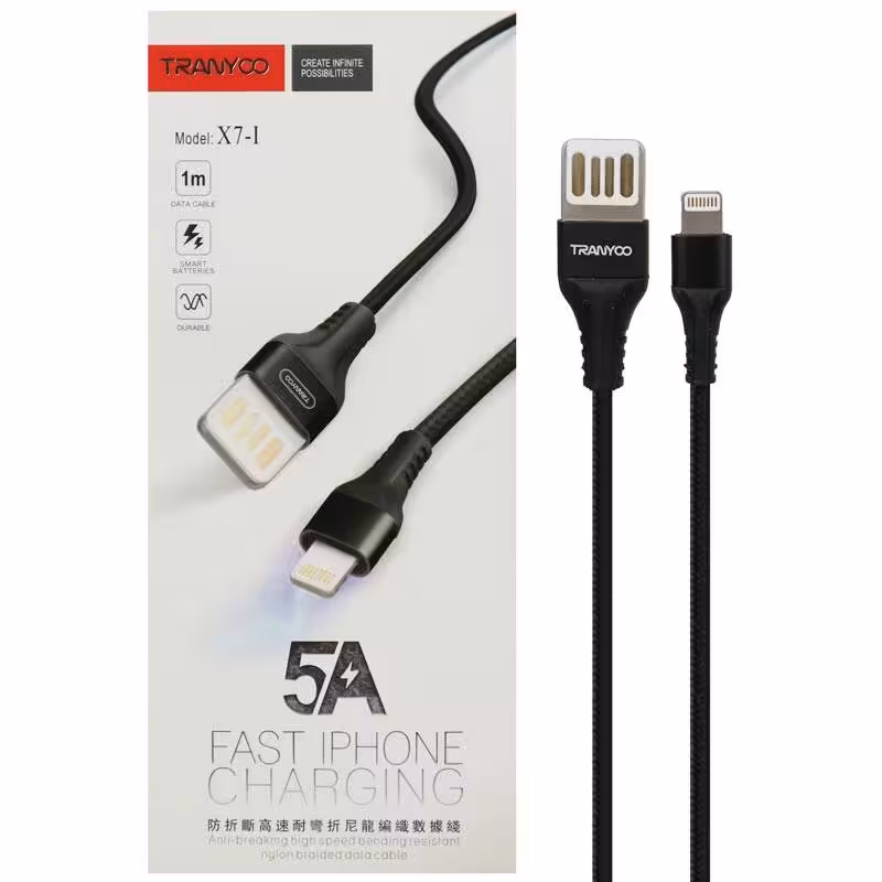 کابل USB به لایتنینگ ترانیو مدل X7 طول 1متر 5آمپر