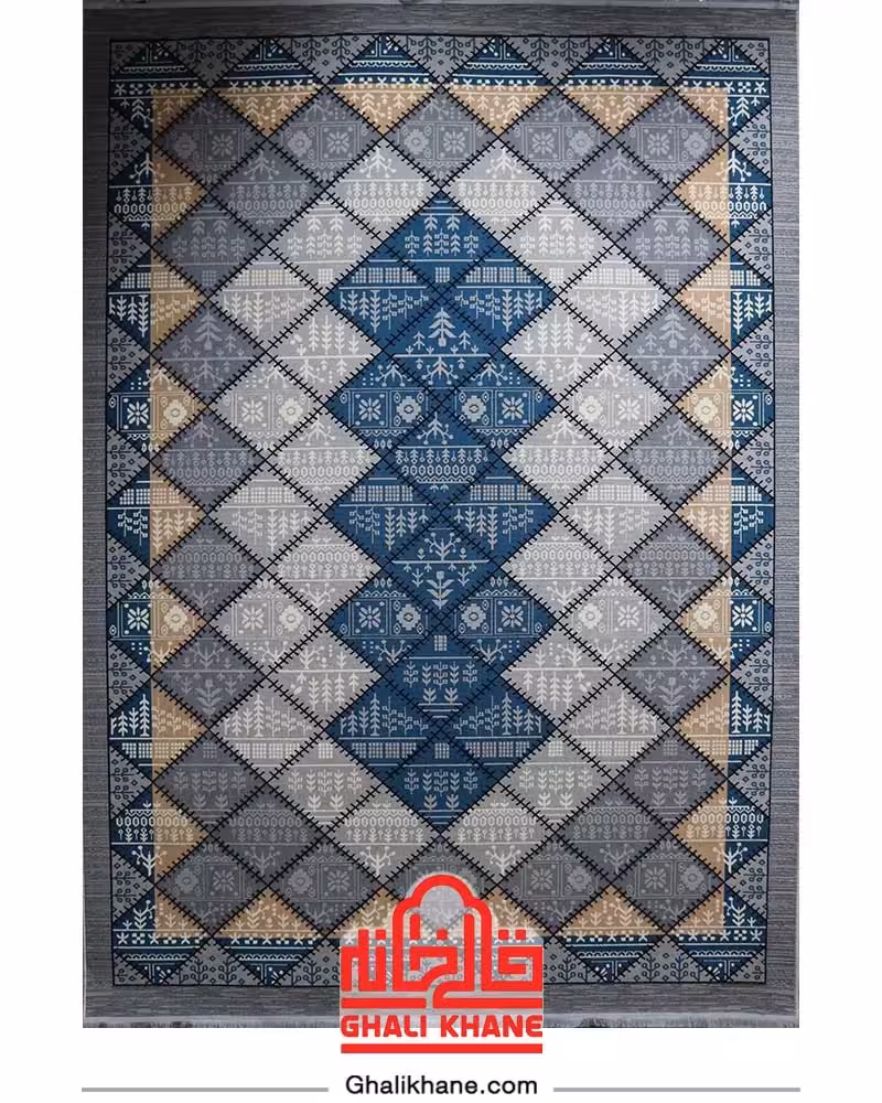 گلیم ماشینی سهند زمینه طوسی کد JC2