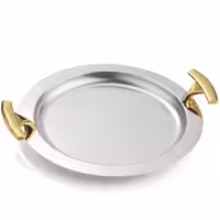 سینی دایره دسته طلایی نگینی ریور کد G1426