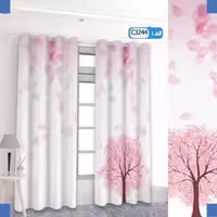 پرده تصویری طرح گلبرگ صورتی برند پرنا