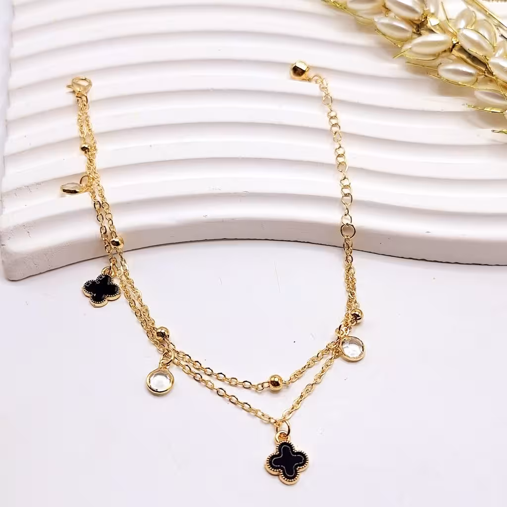 دستبند دو لاین طرح ونکلیف مشکی