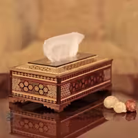 جعبه دستمال کاغذی خاتم کاری مدل کلبه ای
