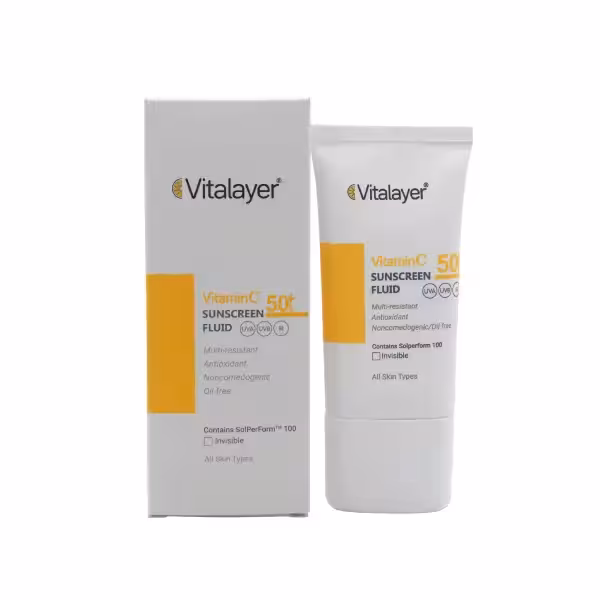 فلوئید ضد آفتاب ویتامین C ویتالیر مدل Light Beige SPF50