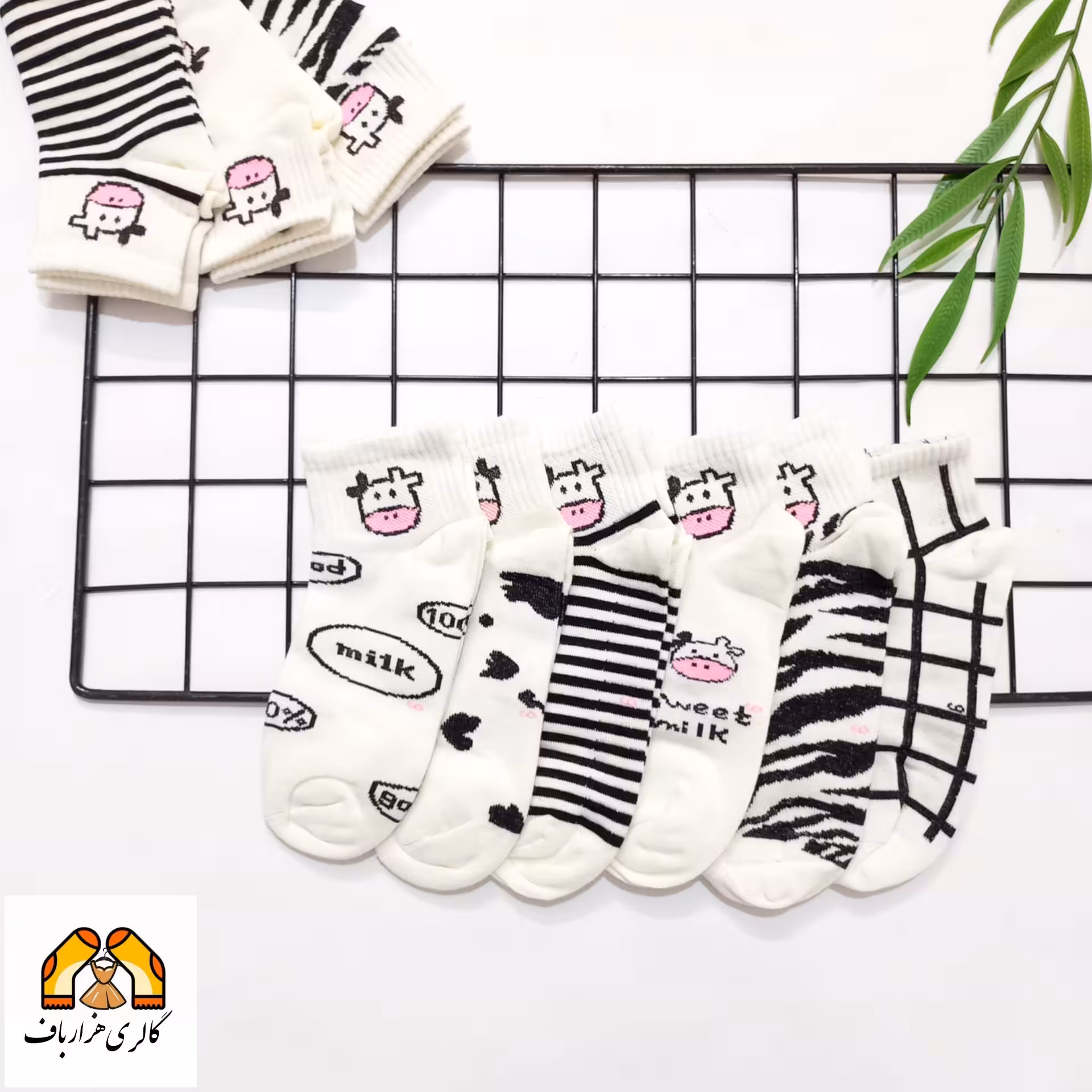 جوراب طرح گاو بچهگانه در شش طرح بامزه سایز شش