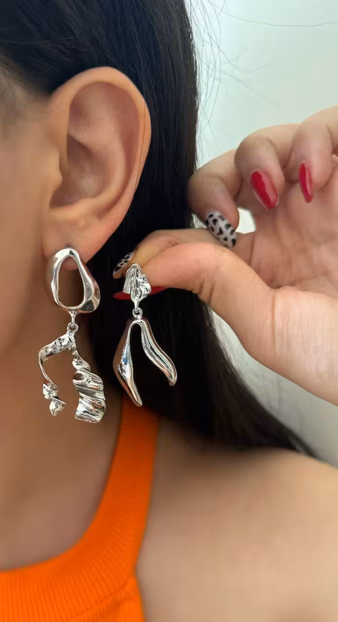 گوشواره تابان نقره ای