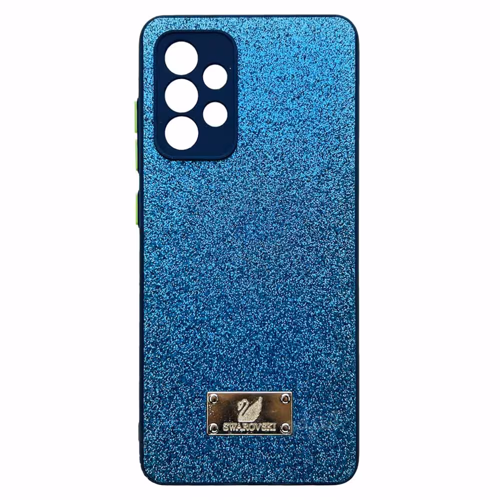 قاب اکلیلی طرح سواروسکی محافظ لنزدار مناسب برای Samsung A52-آبی