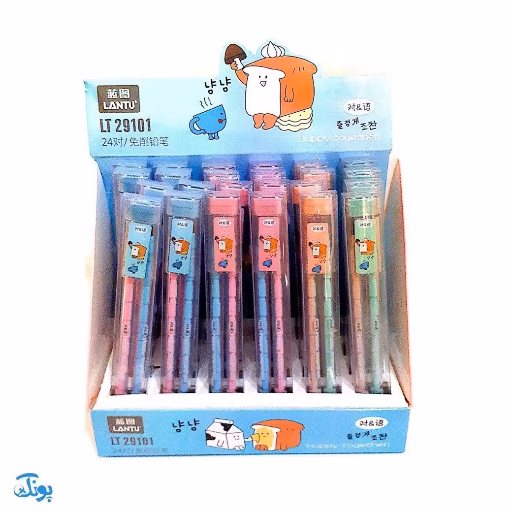 مداد اتود فشنگی فانتزی دوقلو پاکن دار بسته 24 تایی