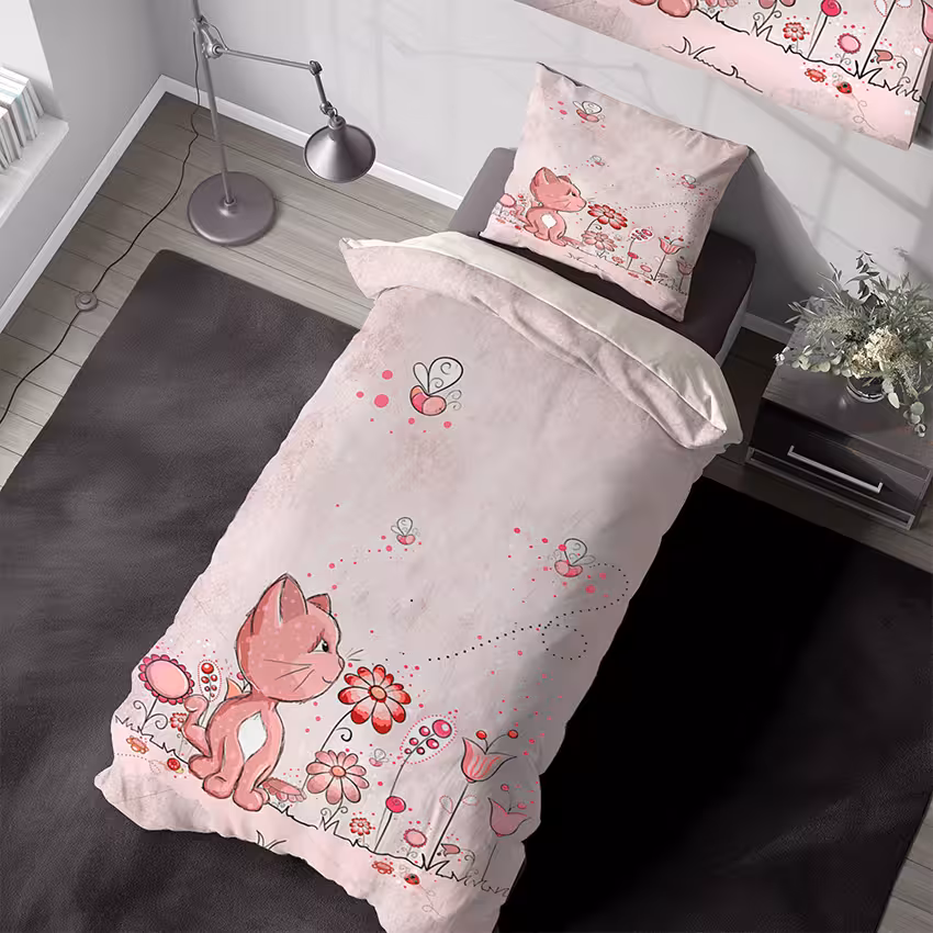 روتختی نوزاد طرح عروسکی گربه ملوس صورتی CS-1034