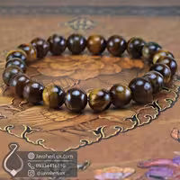 دستبند کشی ساده سنگ چشم ببر طبیعی جواهرلوکس _ کد 401055