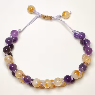 دستبند مدل آمیتیست و سیترین طبیعی