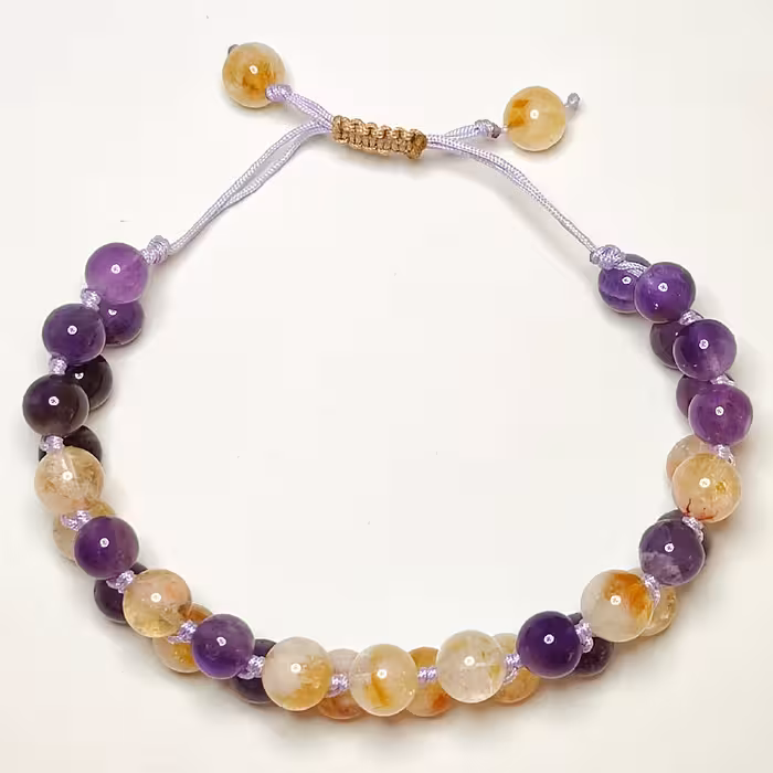 دستبند مدل آمیتیست و سیترین طبیعی