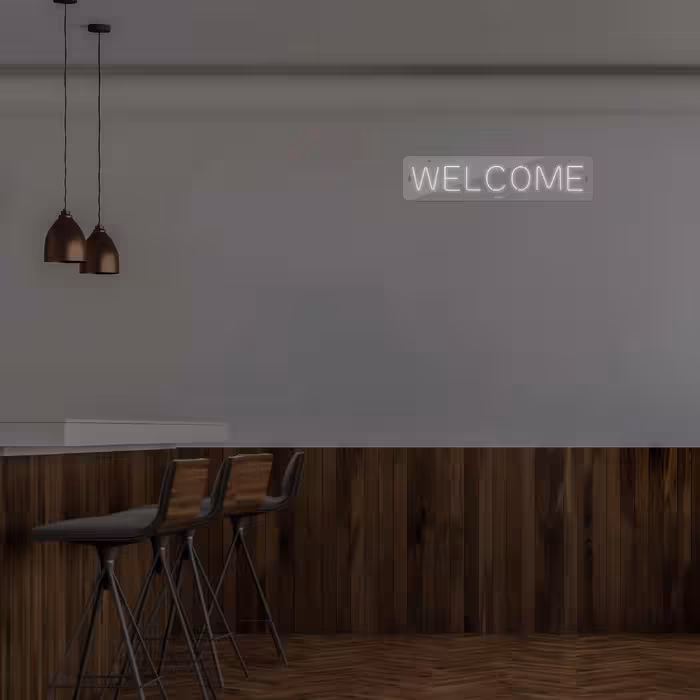 چراغ دیواری نئون دیزاین طرح Welcome_WHT
