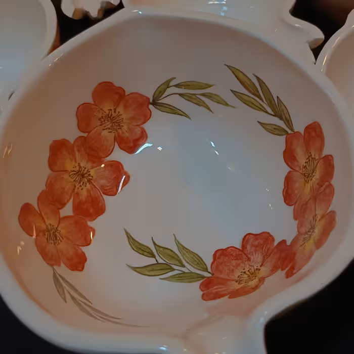 ست 7 تکه آجیل خوری سرامیکی هیوا طرح نارگل مدل شقایق کد 11311959