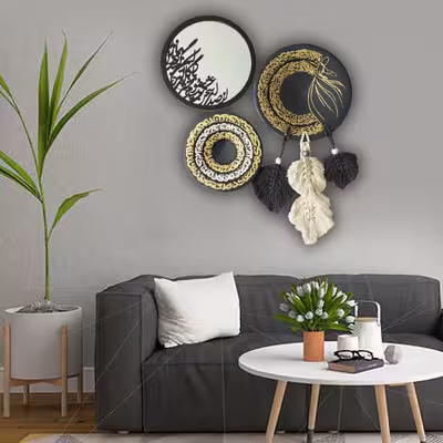 بشقاب و آینه دیوارکوب طرح سخن عشق کد 1090 مجموعه سه عددی